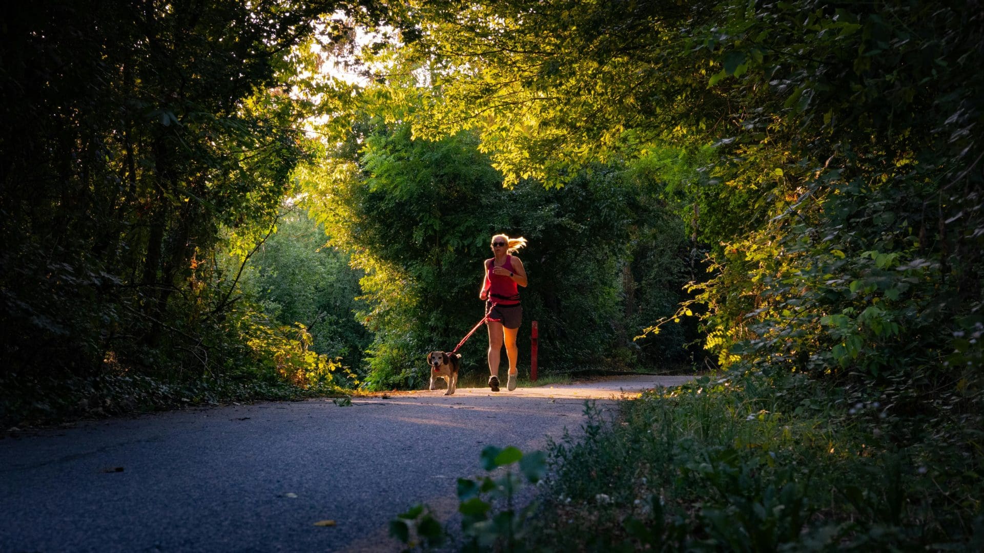 Girl Running with Dog